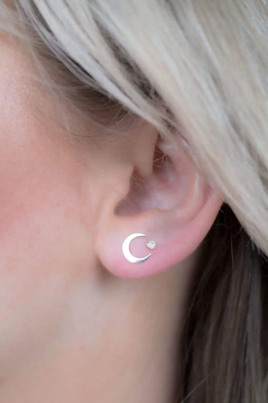 Zilveren Moon oorbellen