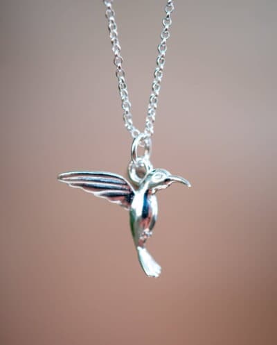 Zilveren ketting met hanger 'Hummingbird' Kolibrie vogel van Sterling Zilver