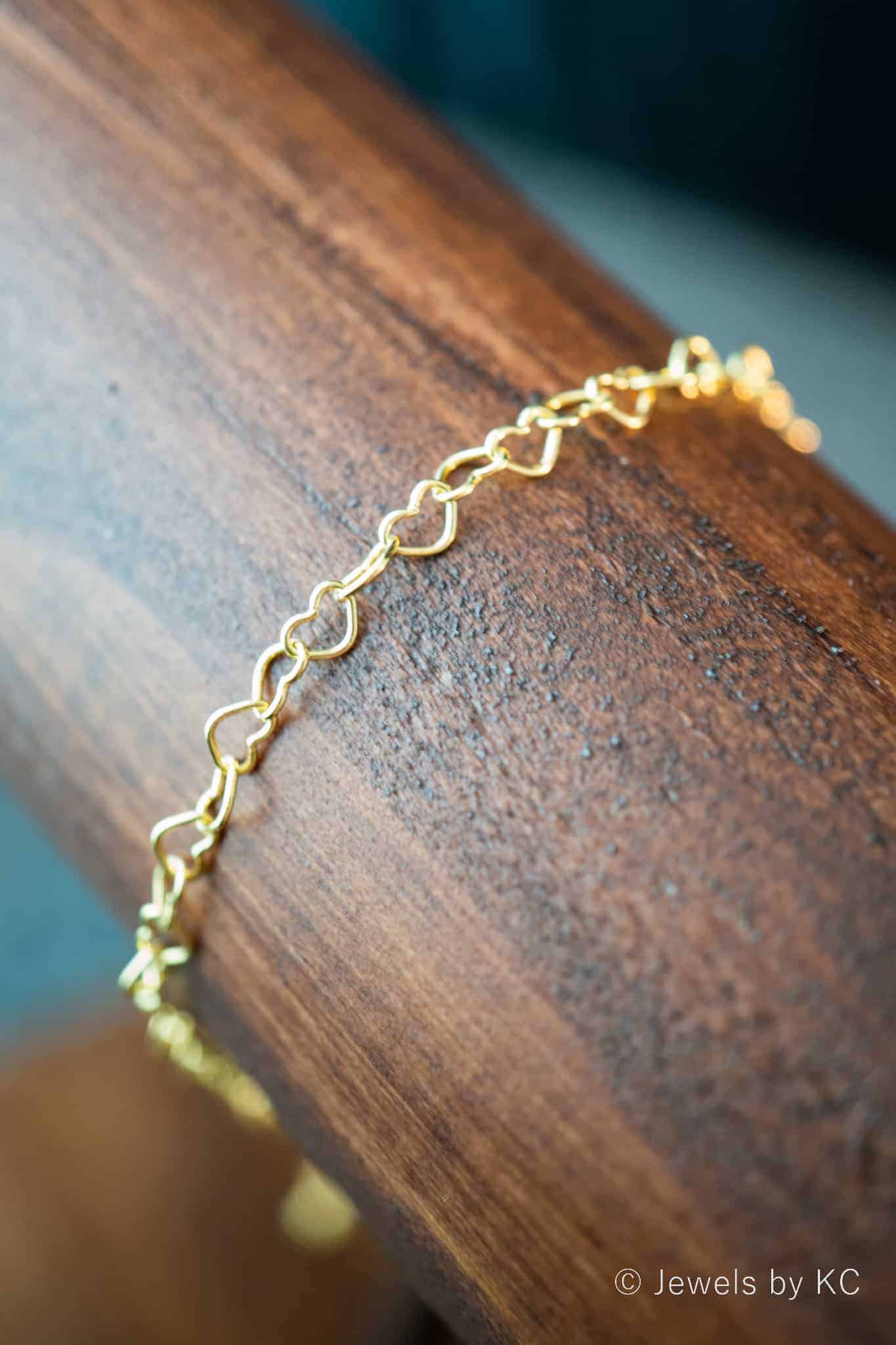 zal ik doen vergroting native Gouden armband 'hartjes' van Goud op Zilver - Jewels by KC