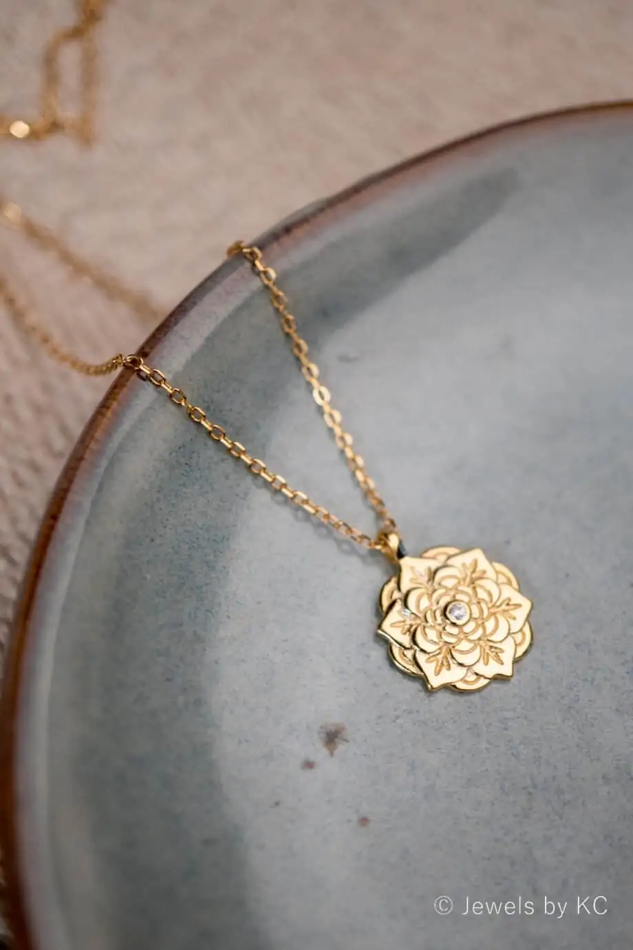 Gouden ketting met hanger 'Flower' 'Bloem' van Goud op Zilver