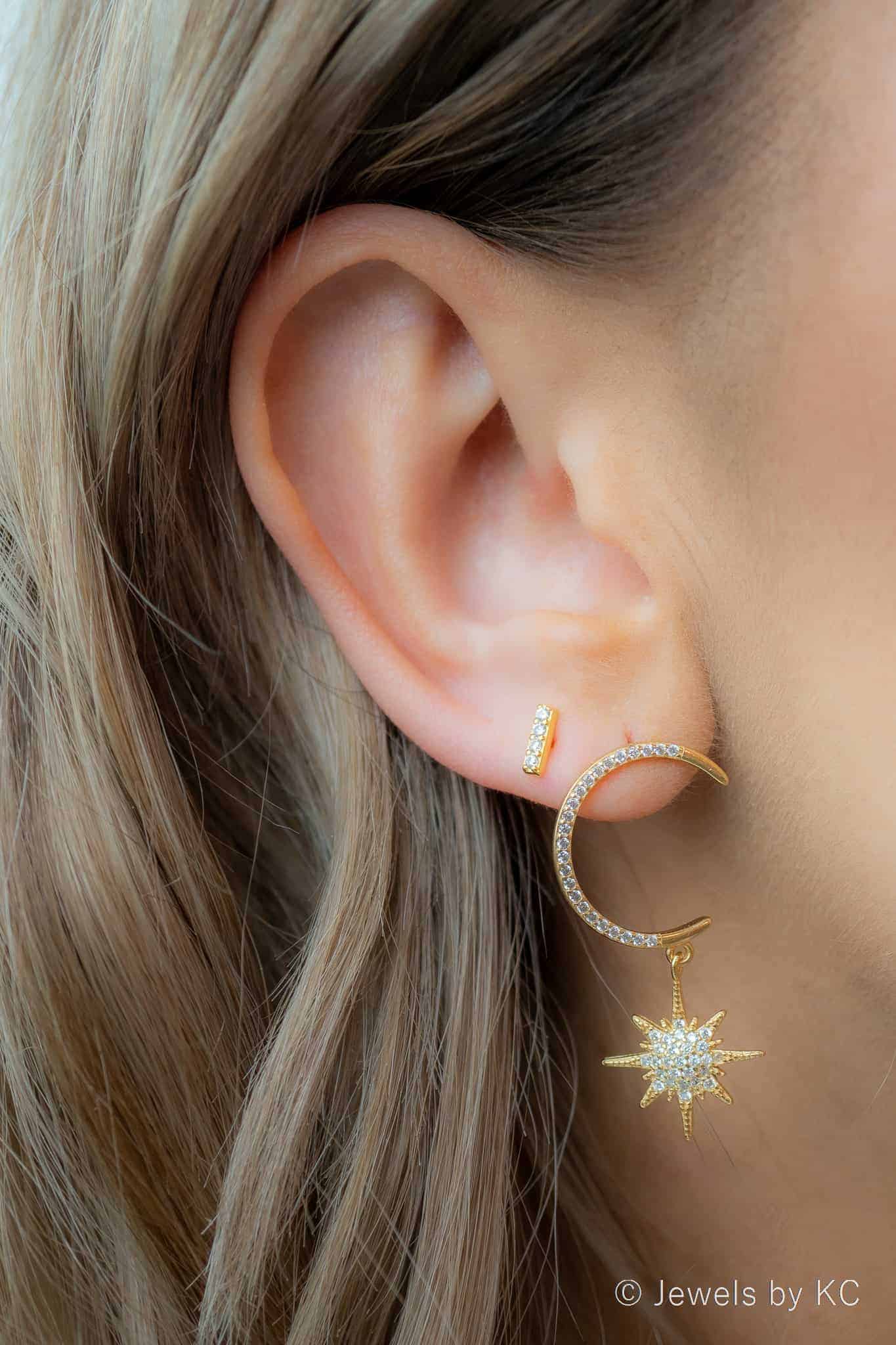 Geldschieter Tijd kiezen Gouden oorbellen 'Glitter Bar' van Goud op Zilver - Jewels by KC