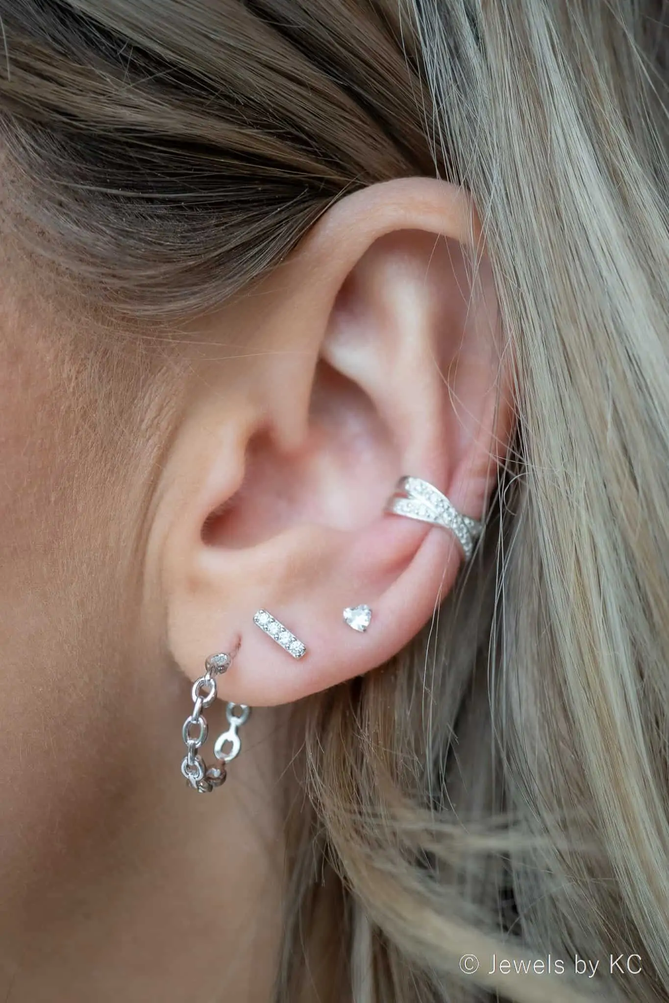 Zilveren oorbellen en ear cuff van 925 Sterling Zilver