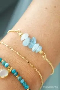 Edelsteen sieraden: Gouden armband met blauw Aquamarijn edelsteentjes van Goud op Zilver