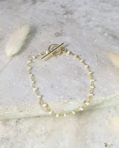 Gouden 'Rosary Pearl' armband van Goud op Zilver