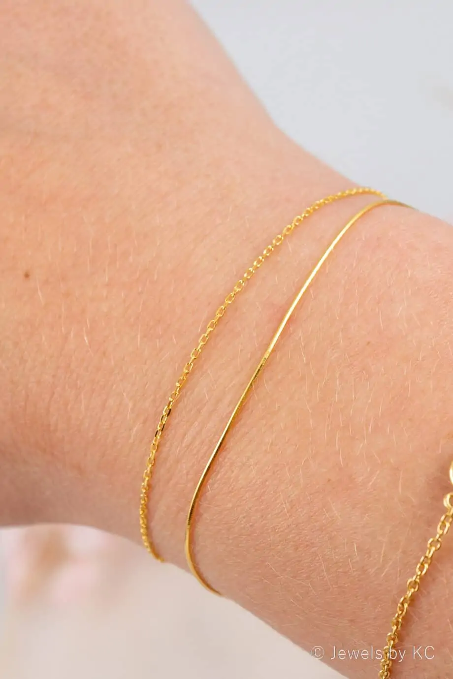 Dubbele Minimalistische dunne Gouden armband Goldplated Zilver
