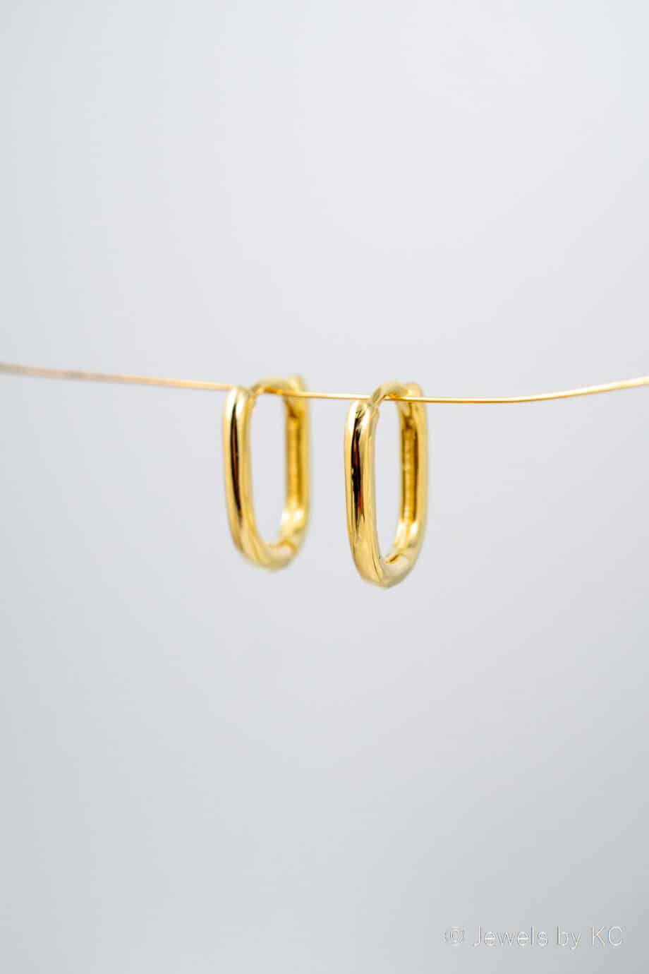 Gouden ovale oorringen oorbellen Goud op Zilver