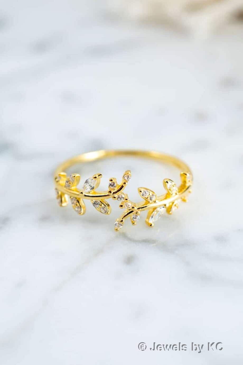 Gouden ring takjes Golden Greek crown van Goud verguld Sterling Zilver