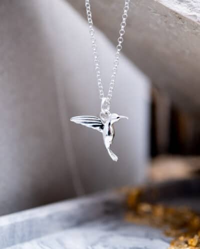 Zilveren kolibrie ketting Hummingbird dier 3D Sterling Zilveren kettinkje