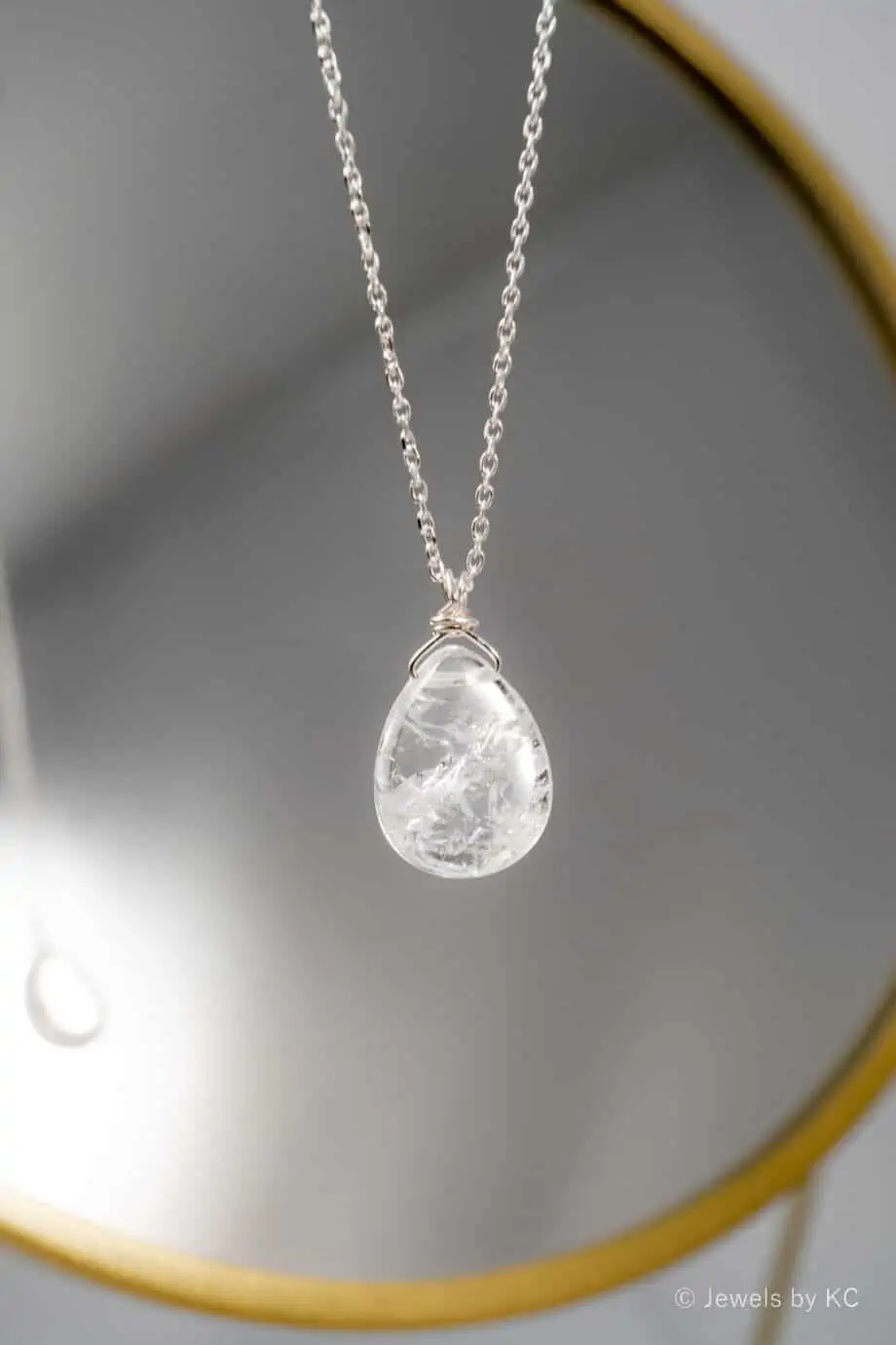 Zilveren edelsteen ketting Bergkristal van Sterling Zilver