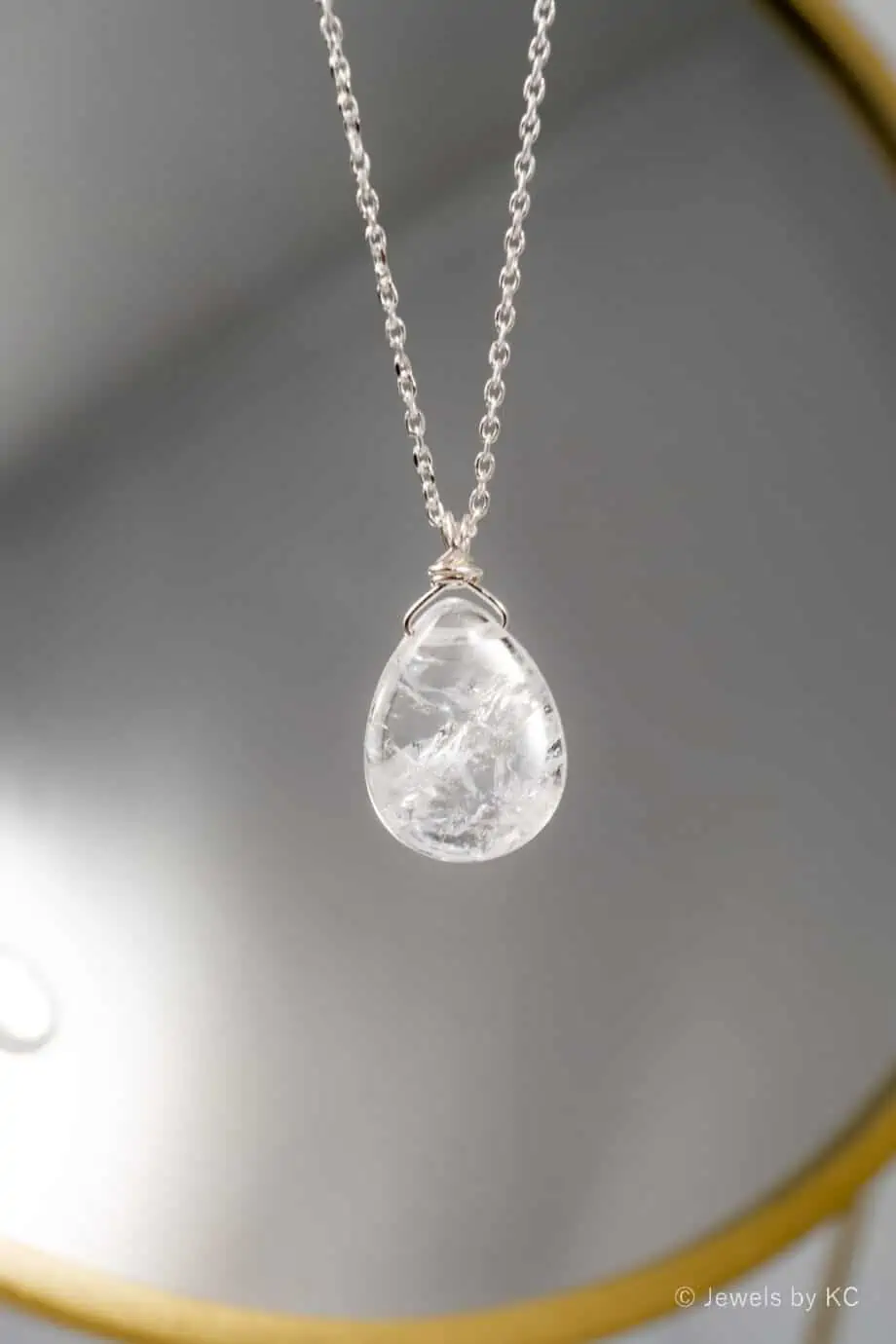 Zilveren edelsteen ketting Bergkristal van Sterling Zilver