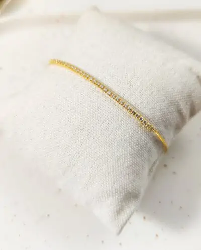 Gouden armband Golden sparkle met Zirkonia steentjes van Goud op Zilver