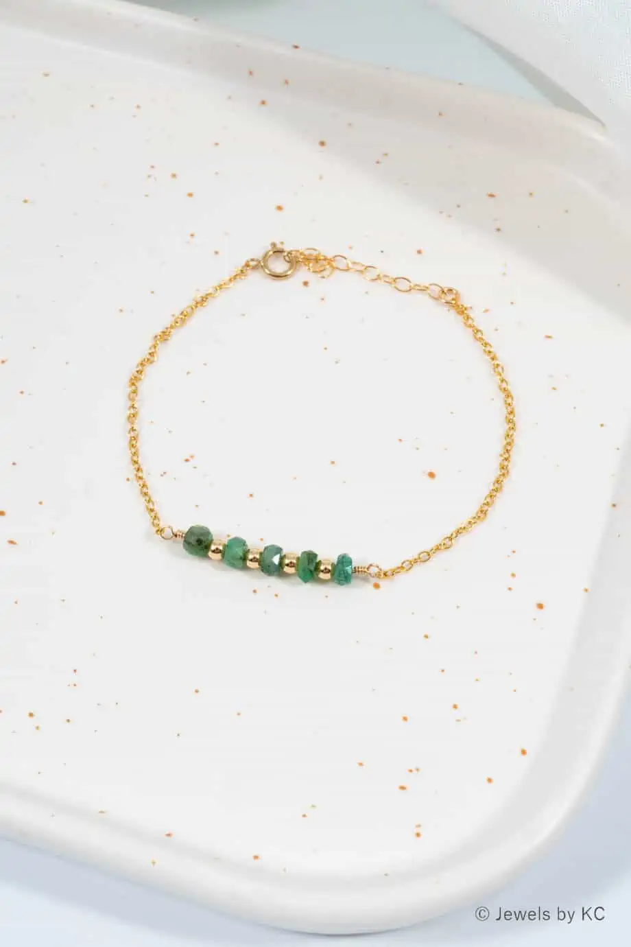 Gouden edelsteen armband met Smaragd geboortesteen mei van Goldfilled
