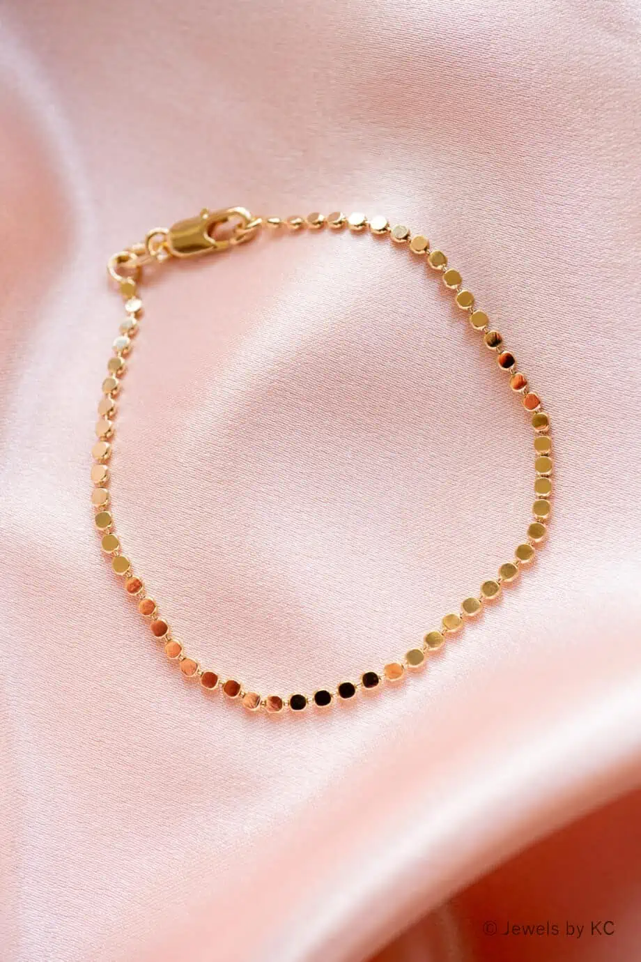 Gouden armband flat beads van 18K Gold filled Goud, dun armbandje
