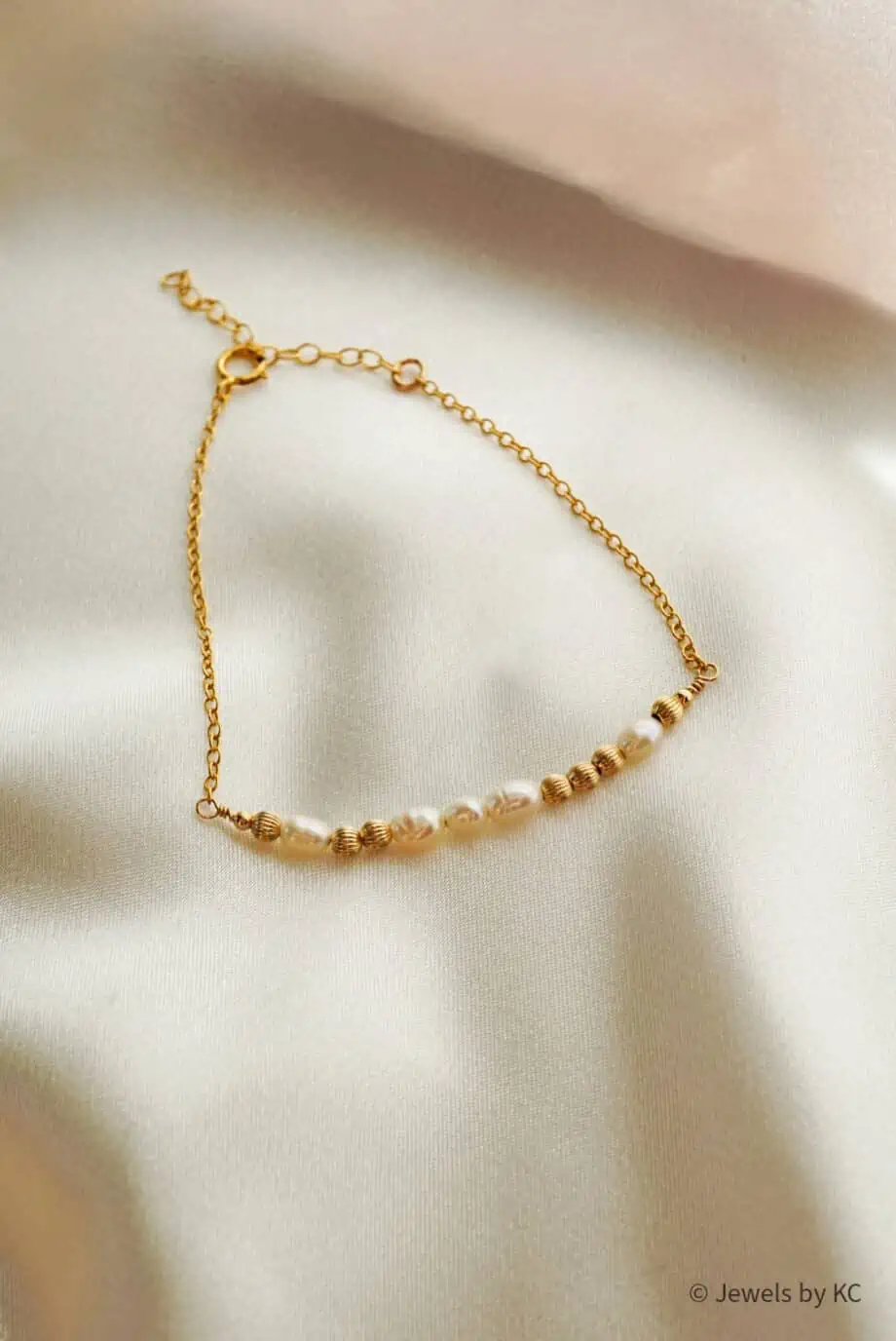 Edelsteen sieraden: Gouden armband Love in morse code parels liefde van Gold filled Goud