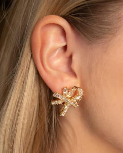Glitter oorbellen statement oorstekers met Zirkonia steentjes Gouden Kerst oorbellen van Goldplated messing